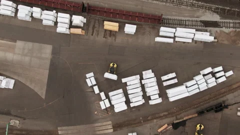Aerial top-down view of a forklift working in a warehouse Stock Footage 194637435