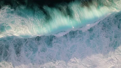 Aerial top down view of giant waves crus... | Stock Video | Pond5