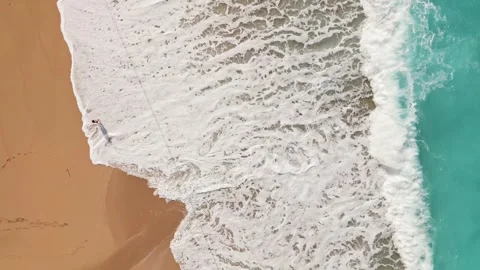 Aerial top down view Gjipe Beach with woman walking enjoy relax on sandy sh.. Stock Footage 333294608