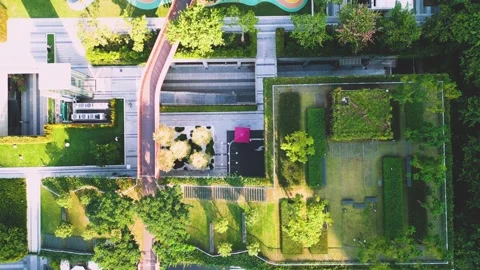 Aerial Top Down View Of Green Park Space In Shen Zhen City Stock Footage 220267668