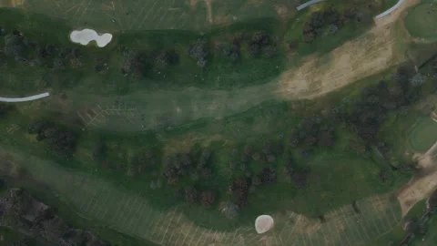Aerial top down view of a green golf course landscape Video stock 342574750