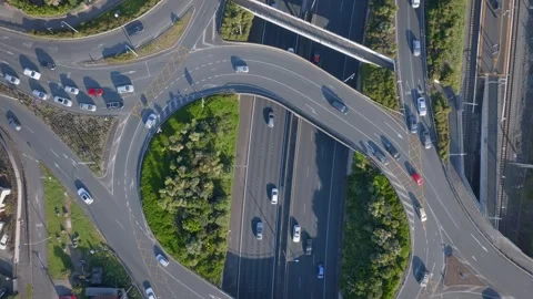 Aerial: Top down view of Greenlane motorway interchange, Auckland, New Zealand Stock-Footage 253776216