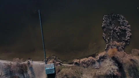 Aerial top down view of Havel river nature scene during spring in Berlin Ge.. 動画素材 244123062
