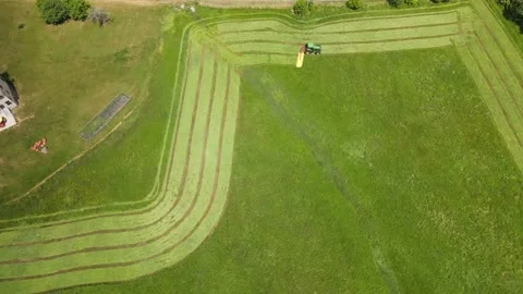 Aerial Top Down View of Haying our field Video stock 202341631