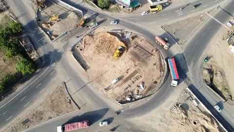 Aerial Top-Down View Of Heavy Road Traffic And Moving Car and Truck. 스톡 동영상 244409148