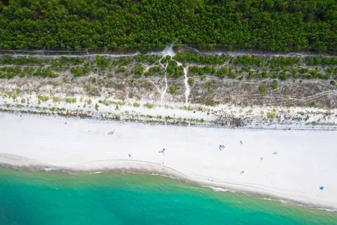 Aerial Top Down View of Hel Peninsula Beach and Baltic Sea Stock Photos