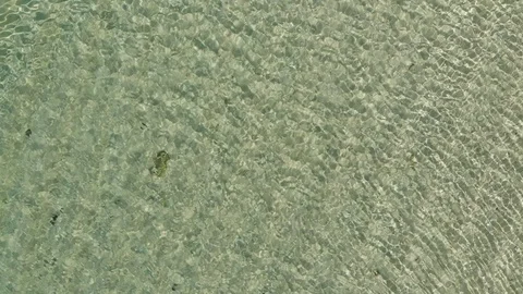 Aerial top down view from high altitude of green sea water texture. Azure ocean Stock Footage 128241860