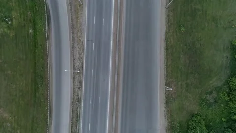 Aerial top down view of highway road with traffic Stock Footage 170138184
