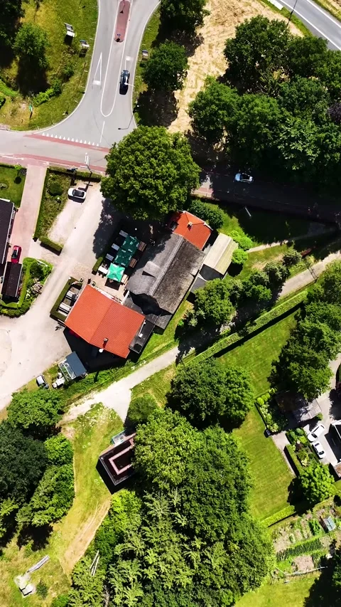 Aerial top-down view of highway traffic and rural landscape Video stock 327110041