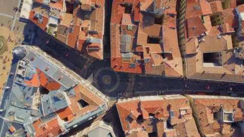 Aerial Top Down View of Historic Montpellier Cityscape, France Stock Footage 315544659