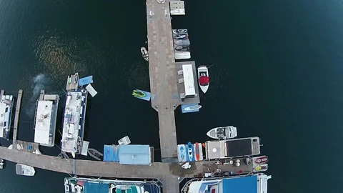 Aerial Top Down View of House Boat Marina, Lake Pleasant, Arizona Video stock 101622436