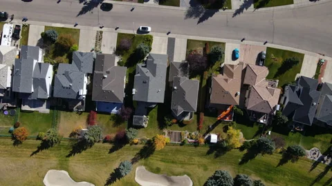 Aerial top down view of houses and streets in residential neighborhood. Stock Footage 162365112