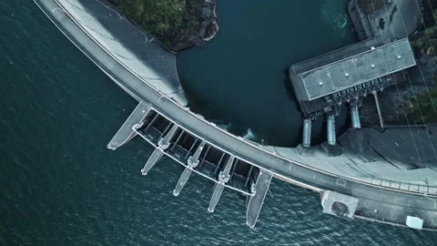 Aerial top down view of hydroelectric dam power plant Stock-Footage 333148511