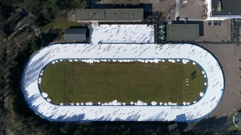 Aerial top down view ice skating rink 4k Stock Footage 95913493