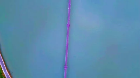 Aerial Top-Down View of the Iconic Purple Bridge in Sinan Stock Footage 328241755