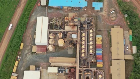 Aerial top down view of industrial mining plant Stock Footage 328919708