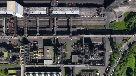 Aerial top down view of industrial factory complex Video stock 335939887