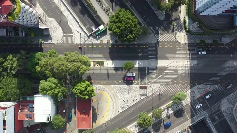 Aerial top down view of Insurgentes and Viaducto intersection in Mexico City Stock Footage 133885553