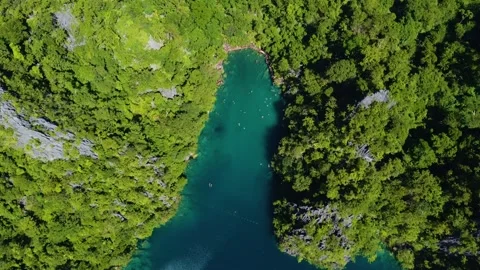 Aerial top down view of kayangan lake in coron philippines 库存影片 342575770