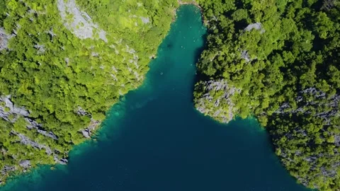 Aerial top down view of kayangan lake in coron philippines Stock Footage 342575776