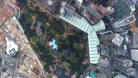 Aerial top down view KLCC or Petronas Twin Tower,Kuala Lumpur,MALAYSIA. Stock Footage 99946851