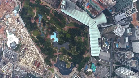Aerial top down view KLCC or Petronas Twin Tower, Kuala Lumpur, MALAYSIA. Stock Footage 99962174