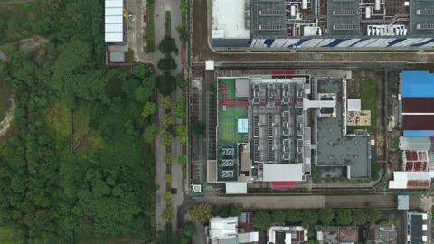 Aerial top down view of large data center building Stock Footage 327812852