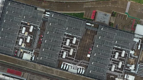 Aerial top down view of large data center rooftop Stock Footage 327812907