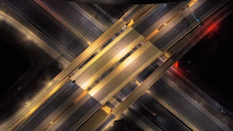 Aerial top down view of a large stack interchange on Florida's Turnpike at Stock Footage 331968028