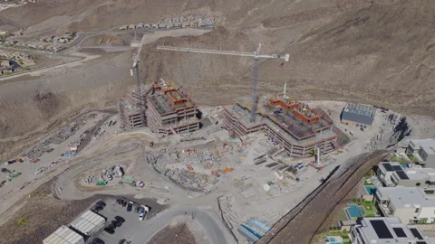 Aerial Top Down View of Luxury Hillside Homes Under Construction in Las Vegas Stock-Footage 333707228