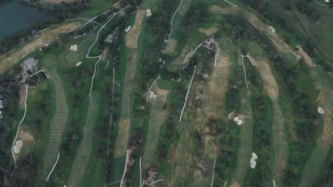Aerial top-down view of a luxury golf course Video stock 342573804