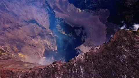 Aerial top down view of the main crater of Mount Etna in Sicily Stock-Footage 147191242