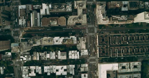 Aerial top down view of Manhattan skyine skyscrapers in New York during the day Stock Footage 199460459