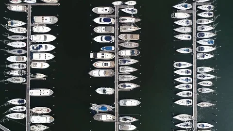 Aerial top down view of marina 4k Stock Footage 105469012