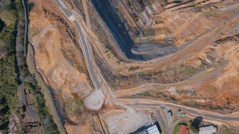 Aerial: Top down view of the Martha open cast mine in waihi, New Zealand Stock-Footage 252313632