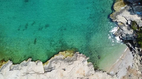 Aerial top down view of maslinica beach on hvar island in croatia Video stock 336937227