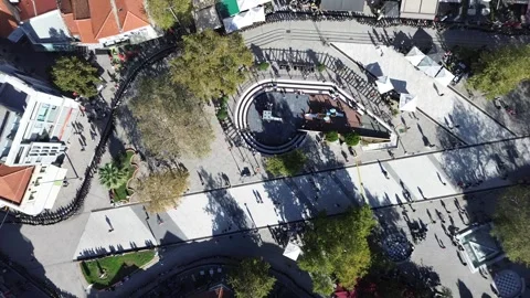 Aerial Top-Down View of Massive Circle Dance, Komotini, Greece Stock Footage 345366649