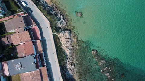 Aerial top down view of Mediterranean Sea during summer near Palamos Costa .. 스톡 동영상 246301559