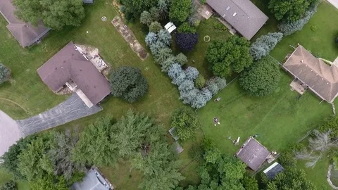 Aerial top down view of a middle class neighborhood Stock Footage 77214266