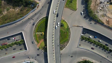 Aerial top down view of Mindspace junction in Hyderabad city, India. Stock Footage 304024584