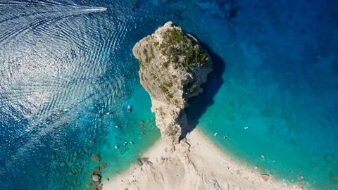 Aerial Top Down view of the Mizithres rock formation in Ionian sea Keri Zak.. Stock Footage 310181485