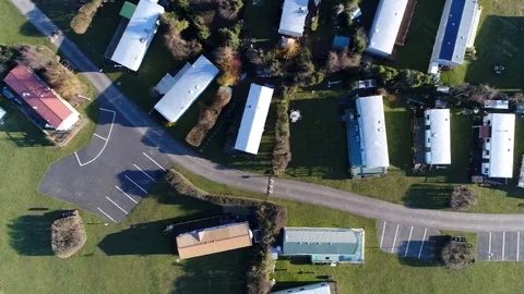 Aerial top down view of mobile homes 4k Stock Footage 99045718