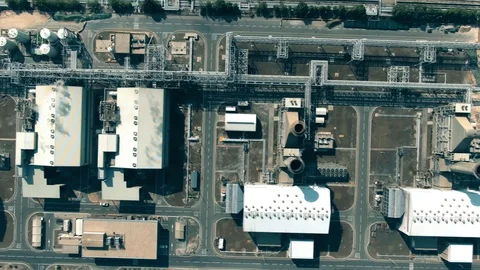 Aerial top down view of a modern power station Stock Footage 123524191