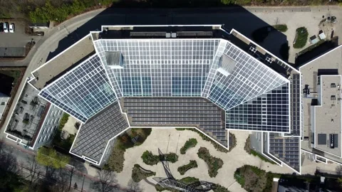 Aerial top down view of modern office building 4k Stock Footage 223847326