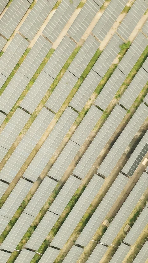 Aerial top down view of modern solar panel array in caucasus highlighting r.. Stock Footage 312465890