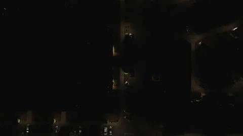 Aerial Top Down View of Modern Residential Estate at Night 스톡 동영상 323769486