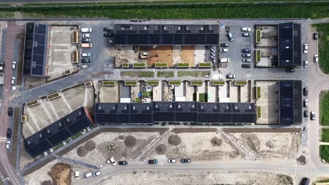 Aerial top down view of modern residential construction site Stock-Footage 335374938