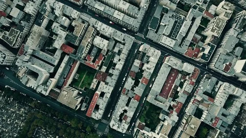 Aerial top down view of Montparnasse district in Paris, France Stock Footage 81015402