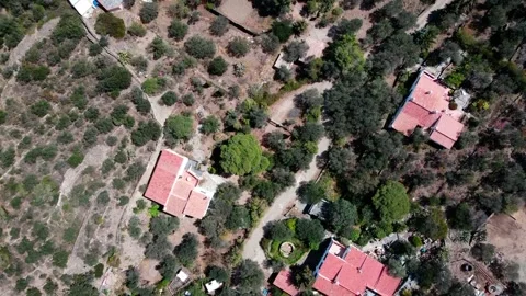Aerial top down view of mountains and the Mediterranean Sea in Port Lligat .. 스톡 동영상 245931469