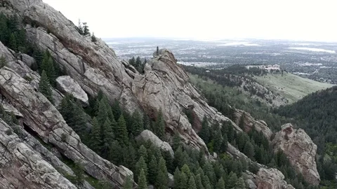 Aerial Top-Down View of Mountainside Overlooking Downtown Boulder, Colorado Stock Footage 111403611